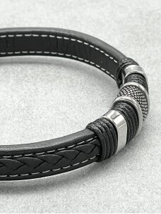 Leather bracelet with steel ENERGY