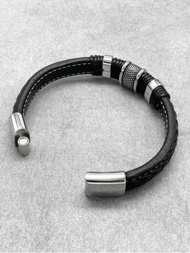 Leather bracelet with steel ENERGY 2