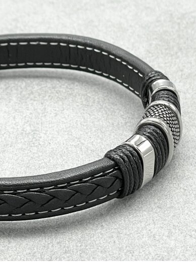 Leather bracelet with steel ENERGY 1