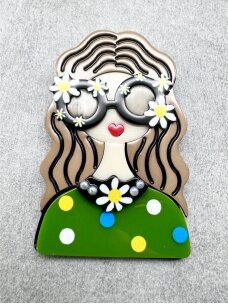 Brooch FLOWER GLASSES GIRL